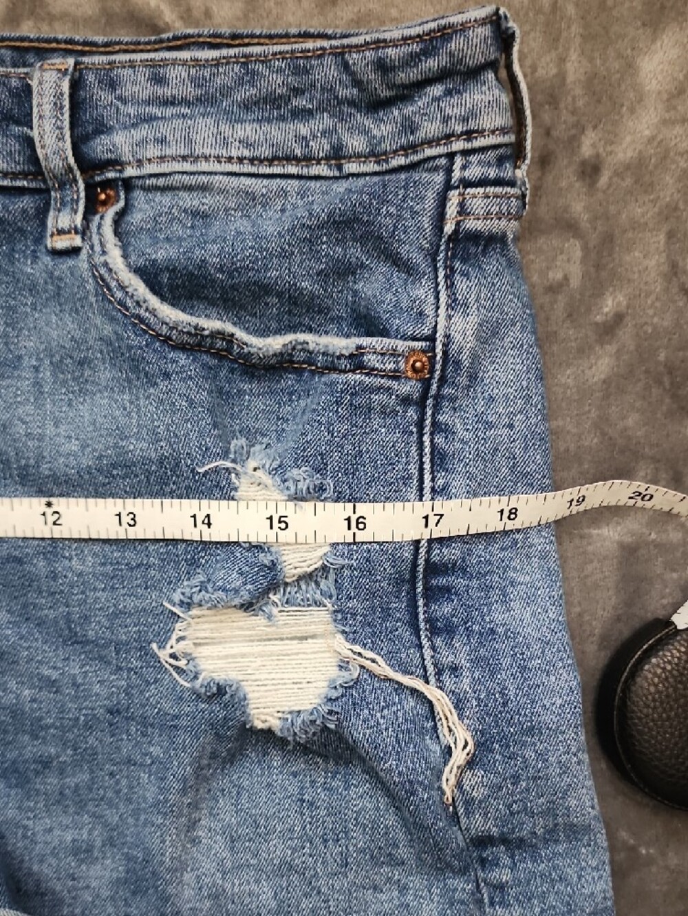 Old Navy Light Blue Distressed Rolled Cuff Denim Shorts - Picture 6 of 12